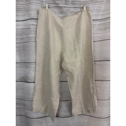 Eileen Fisher Beige Wide-Leg Linen Pants Size L