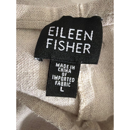 Eileen Fisher Beige Wide-Leg Linen Pants Size L