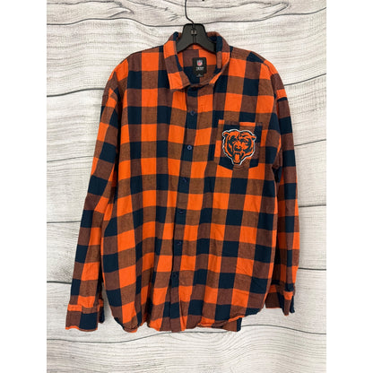 Mens NFL Team Apparel Chicago Bears Plaid Flannel Button-Up Shirt Size XL