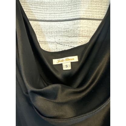 Julie Brown Black Satin Cowl Neck Sleeveless Top Size S