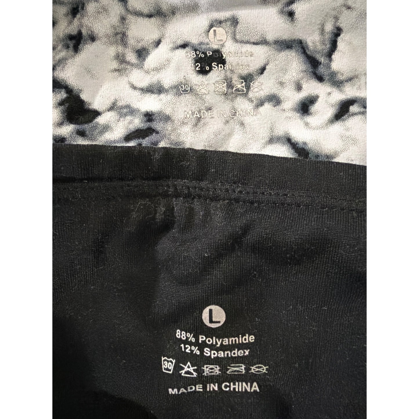 Two Athletic Black and White Leggings W/ Pockets Bundle Size L