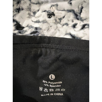 Two Athletic Black and White Leggings W/ Pockets Bundle Size L