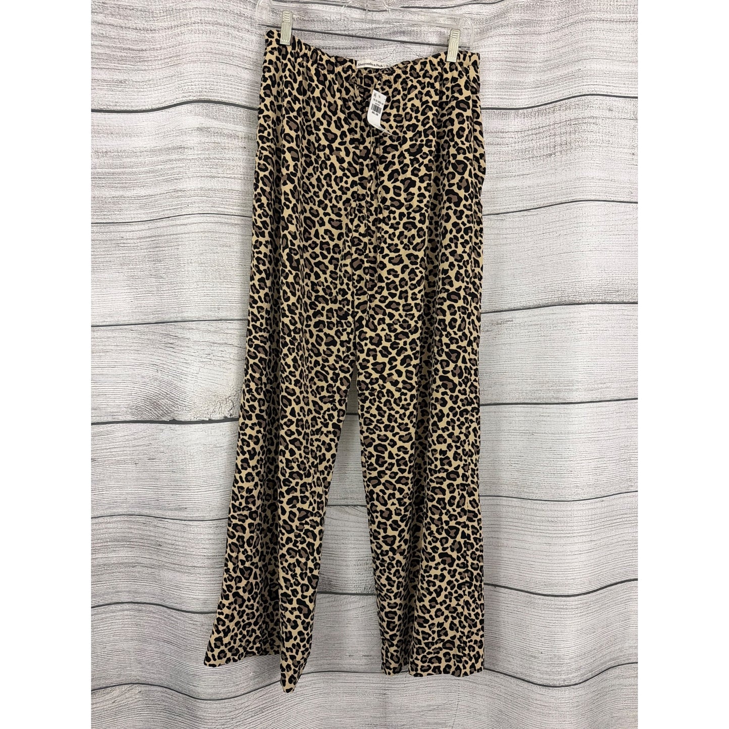 NWT Abercrombie & Fitch Leopard Print Wide-Leg Pants Size S LONG