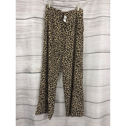 NWT Abercrombie & Fitch Leopard Print Wide-Leg Pants Size S LONG