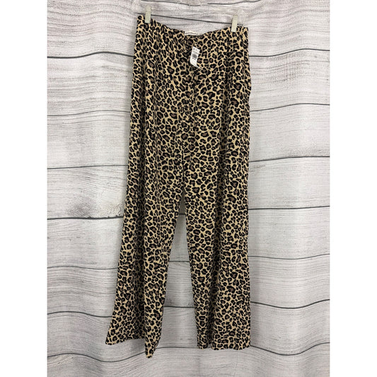 NWT Abercrombie & Fitch Leopard Print Wide-Leg Pants Size S LONG