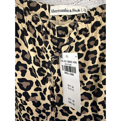 NWT Abercrombie & Fitch Leopard Print Wide-Leg Pants Size S LONG