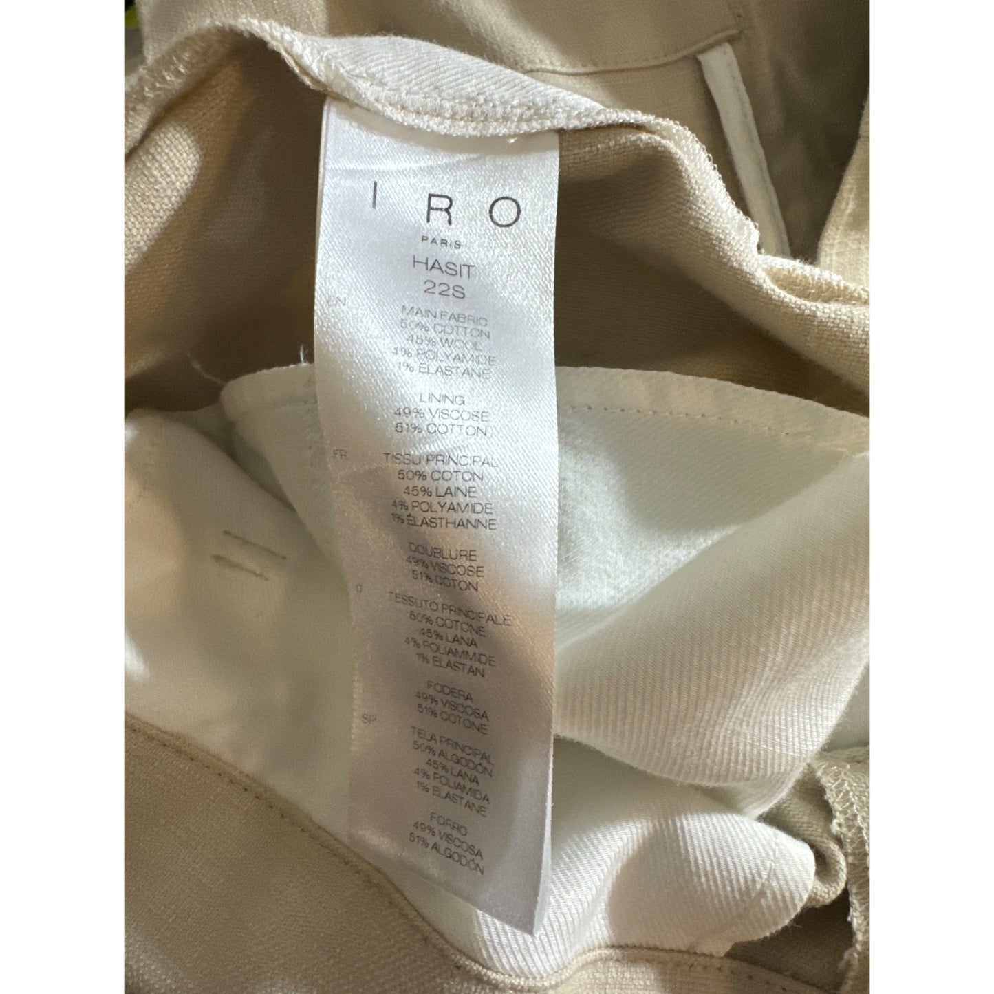 IRO Paris Beige High-Waisted Trousers Size 40/ US 8