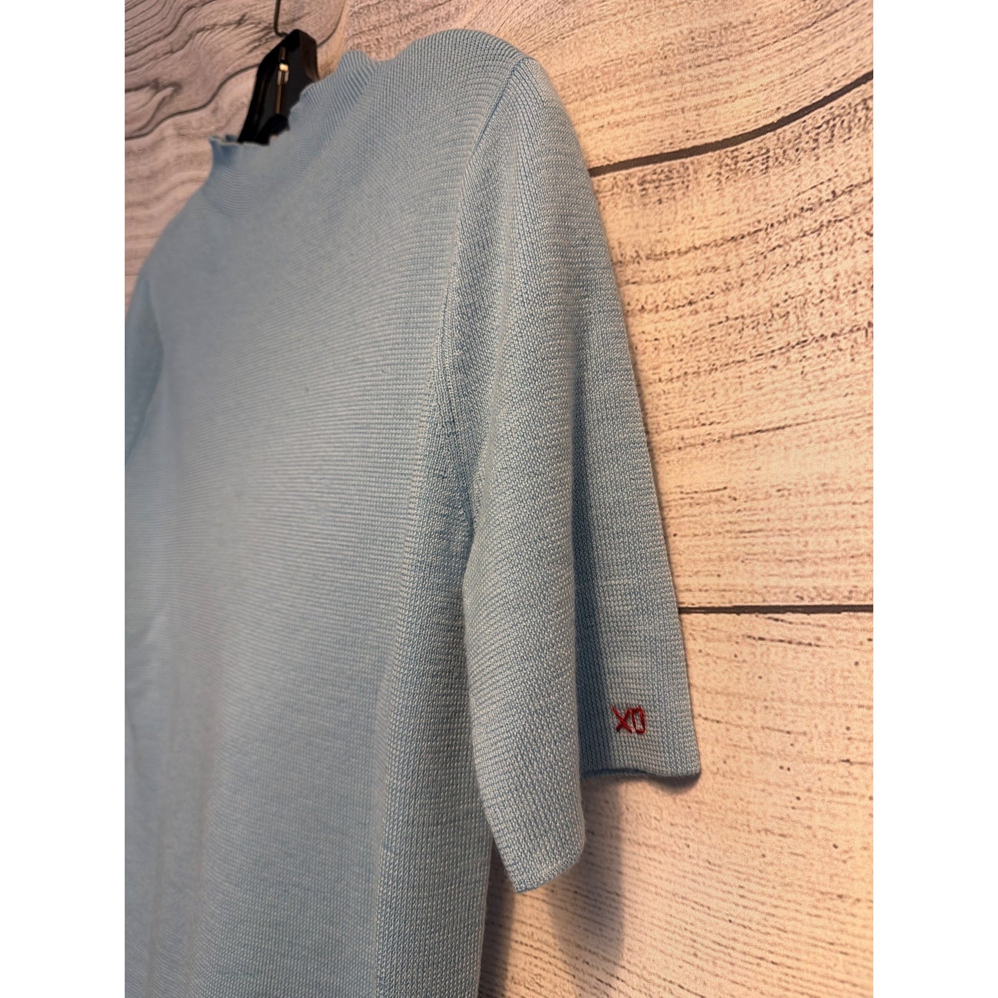 Frances Valentine Light Blue Short Sleeve Knit Top Size L