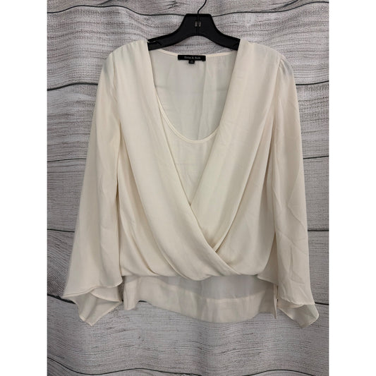 Strut & Bolt Cream Long Sleeve Wrap Blouse Size S