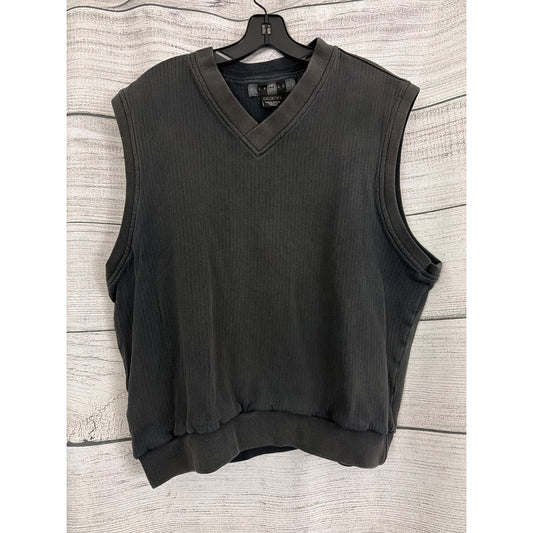 Mens Vintage Nike Golf Black Sleeveless V-Neck Sweater Size L