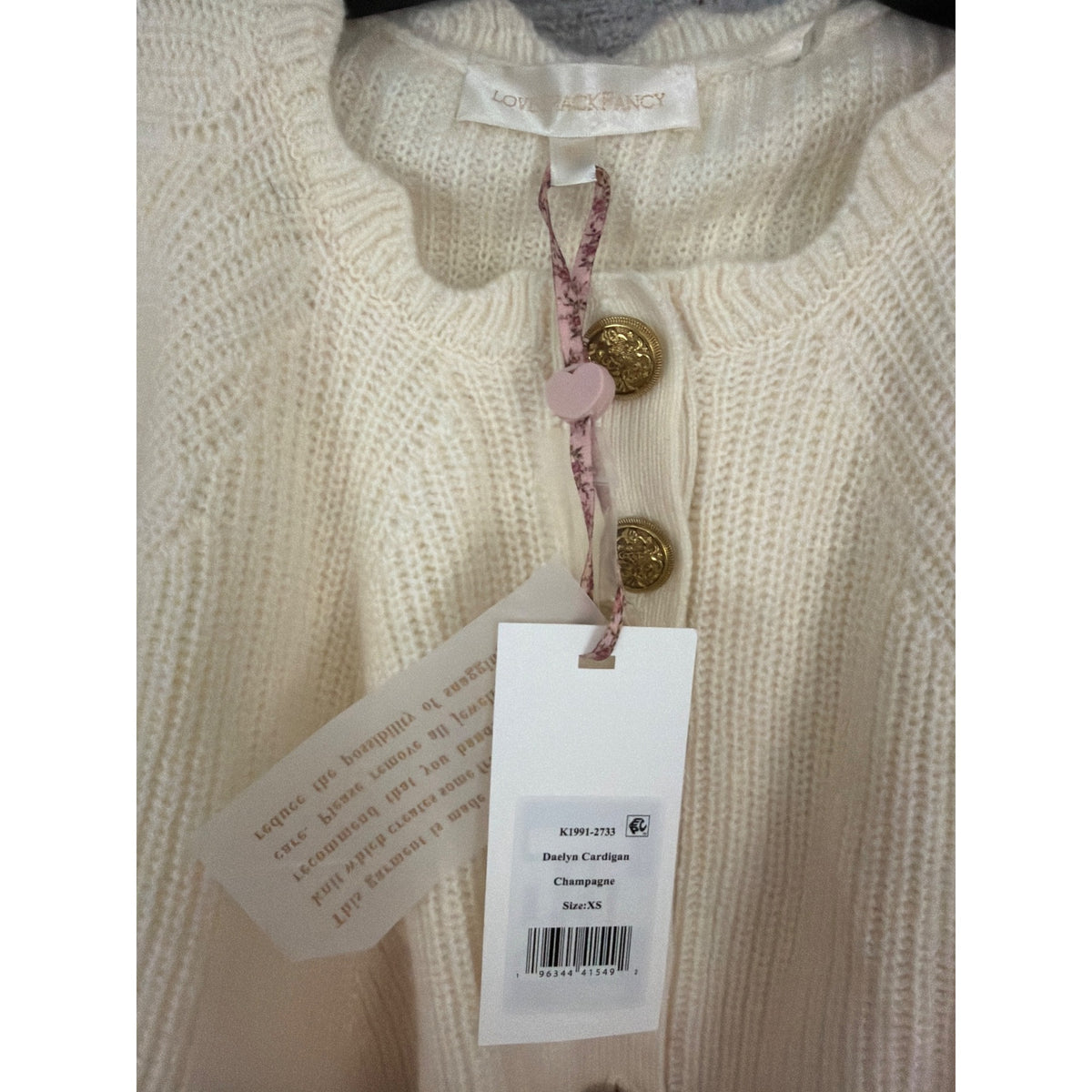 NWT LoveShackFancy Daelyn Cardigan Champagne Size XS
