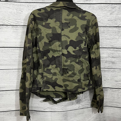 Miami Camouflage Moto Jacket With Zipper Pockets & Belt, Size Small