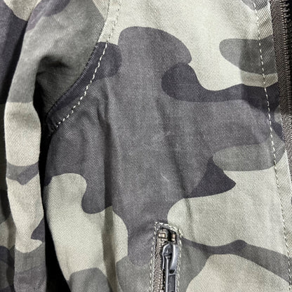 Miami Camouflage Moto Jacket With Zipper Pockets & Belt, Size Small