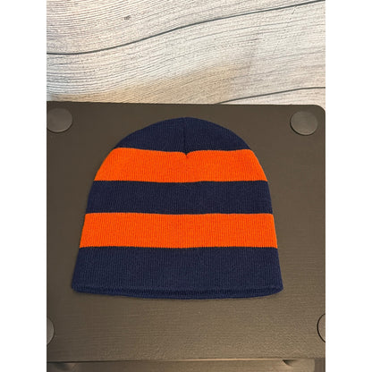 NWOT Navy & Orange Striped Beanie