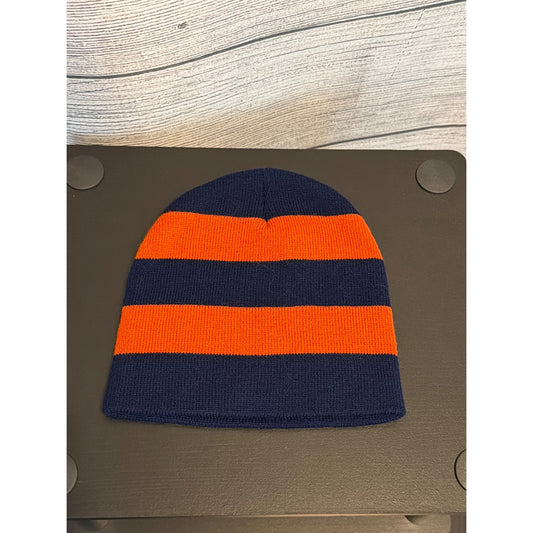 NWOT Navy & Orange Striped Beanie