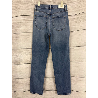 Express Modern Straight High Rise Distressed Jeans 2R