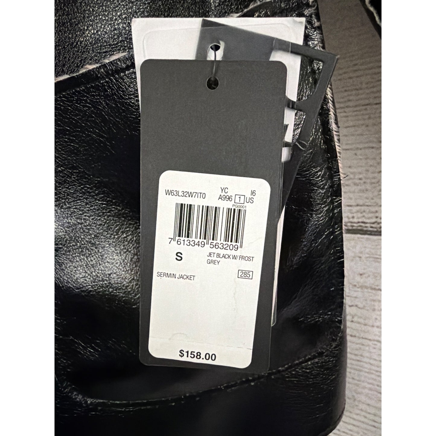 NWT Guess Black Faux Leather Reversible Floral Jacket Size S