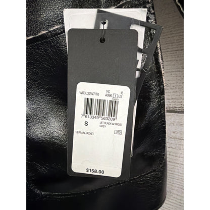 NWT Guess Black Faux Leather Reversible Floral Jacket Size S