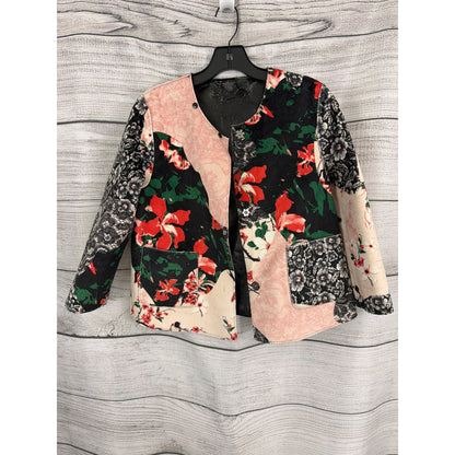 NWT Guess Black Faux Leather Reversible Floral Jacket Size S