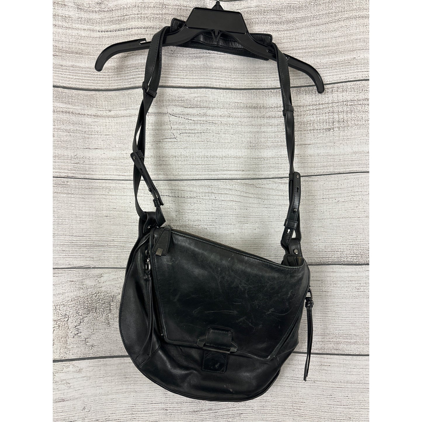 Kooba Black Leather Shoulder Bag With Adjustable Strap & Magnetic Closure