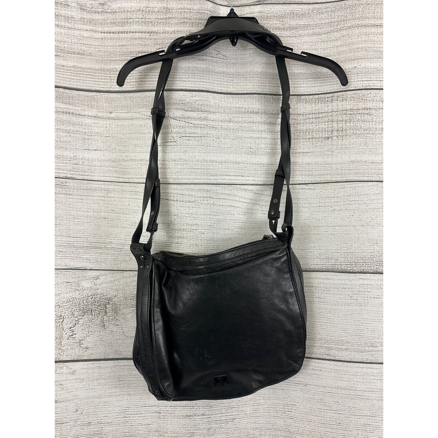 Kooba Black Leather Shoulder Bag With Adjustable Strap & Magnetic Closure