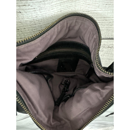 Kooba Black Leather Shoulder Bag With Adjustable Strap & Magnetic Closure