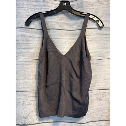 Pinque Ribbed V-Neck Knit Tank Top Large