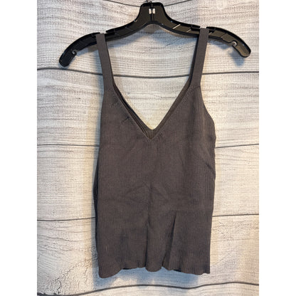 Pinque Ribbed V-Neck Knit Tank Top Large