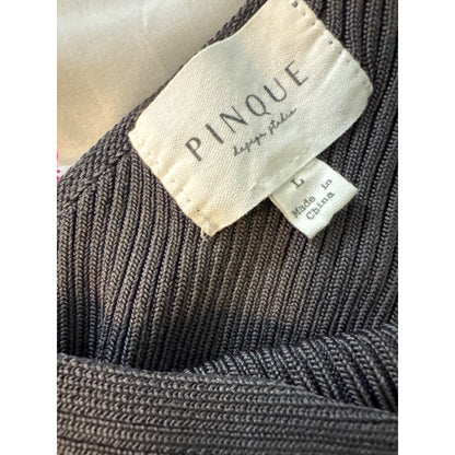 Pinque Ribbed V-Neck Knit Tank Top Large