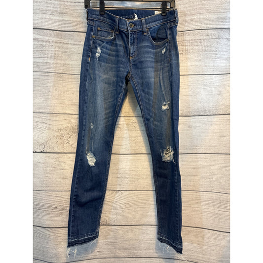 Rag and Bone Distressed Skinny Jeans Frayed Hem Size 26