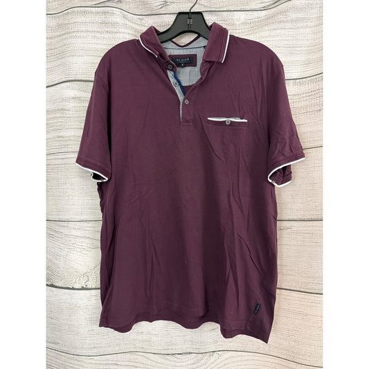Mens Ted Baker London Derry Polo Shirt Maroon Size 6/XXL