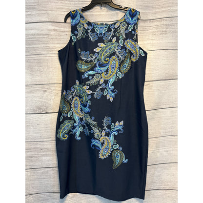 Maya Brooke Sleeveless Paisley Sheath Dress Size 16