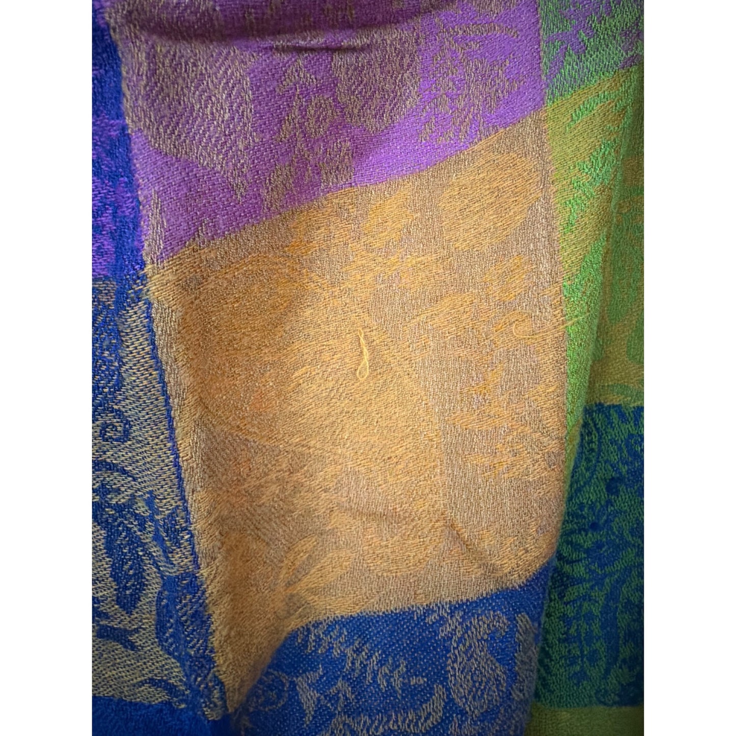 Colorful Patchwork Woven Scarf With Fringe Tassels