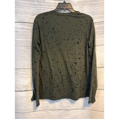 Michael Stars Olive Splatter Long Sleeve V-Neck Top Size 0/S