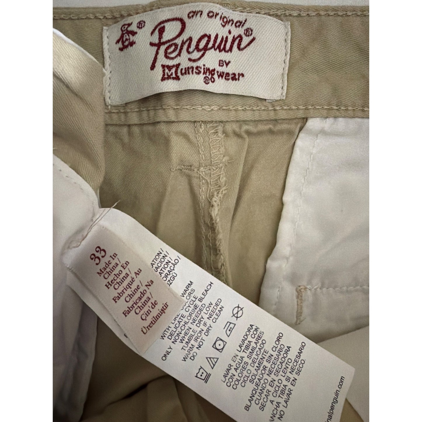 Mens An Original Penguin Khaki Chino Shorts Size 33