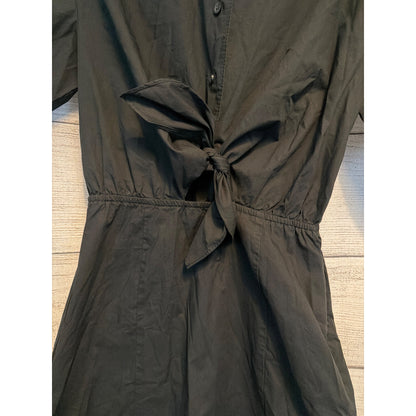 Thakoon Black Poplin Tie-Front Midi Shirt Dress