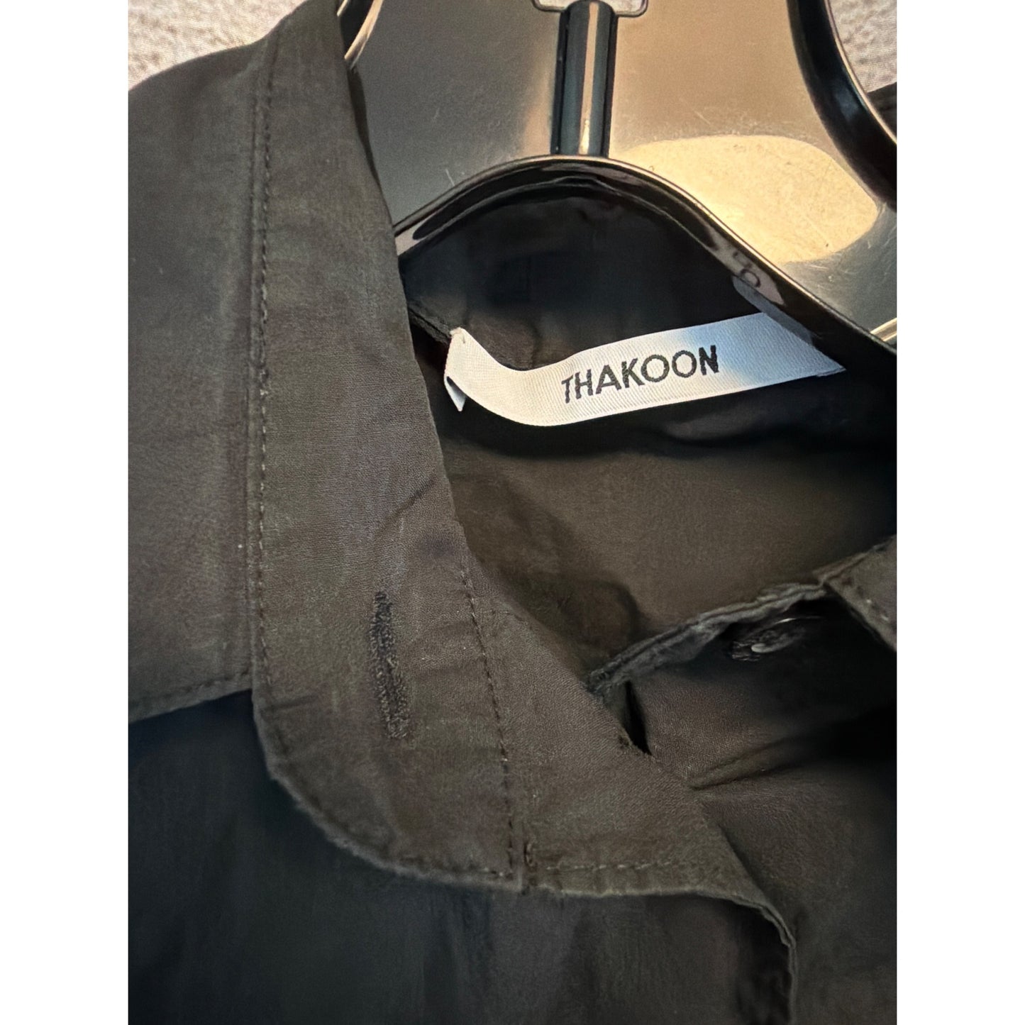 Thakoon Black Poplin Tie-Front Midi Shirt Dress