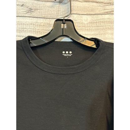 Three Dots Long-Sleeve Black Crew Neck Shirt Size L
