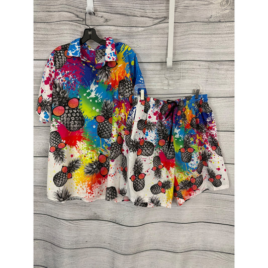 Mens Goodstoworld Colorful Pineapple Print Shirt XXL & Shorts XL Set