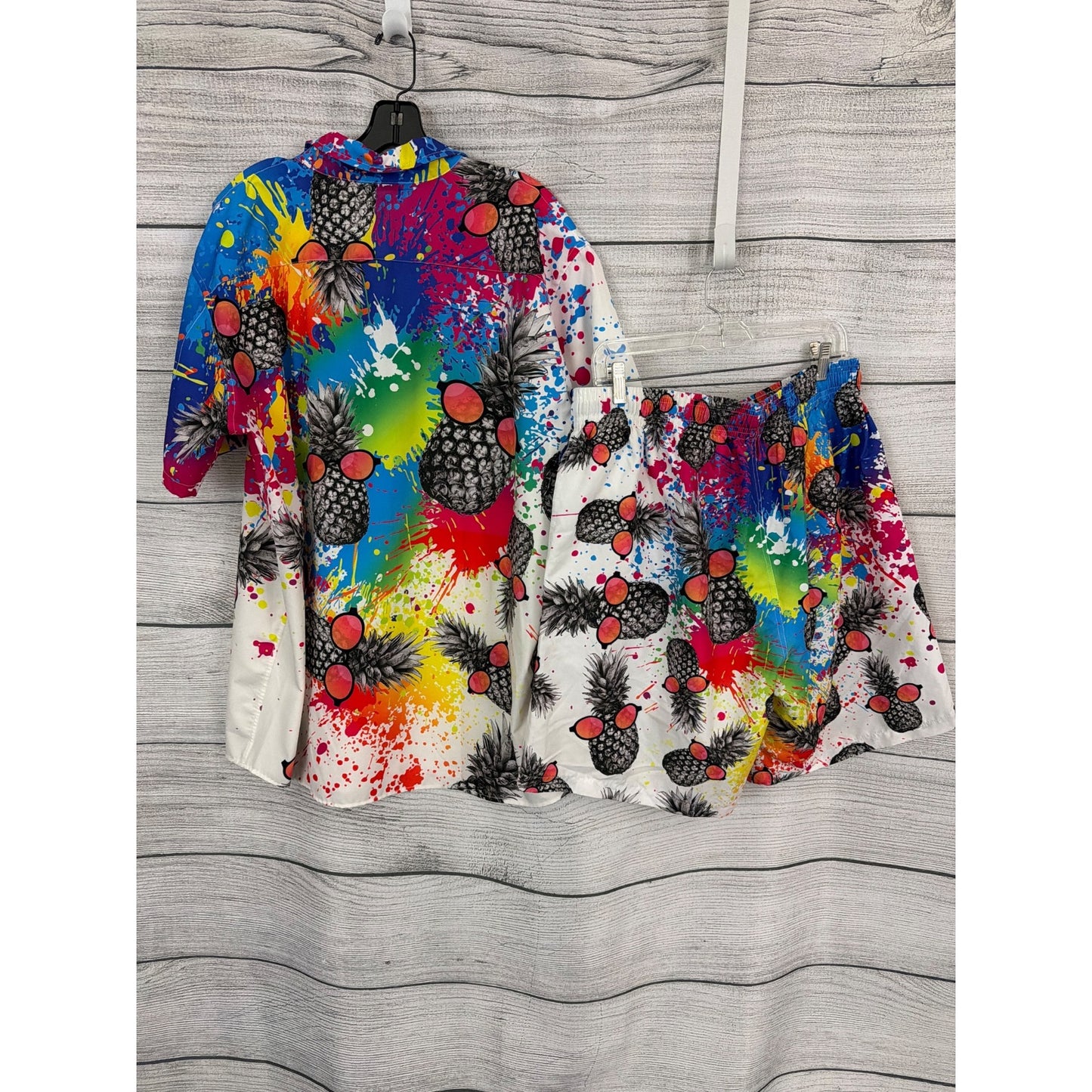 Mens Goodstoworld Colorful Pineapple Print Shirt XXL & Shorts XL Set