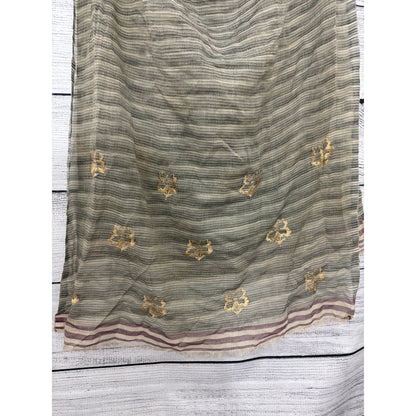 Striped Gold Floral Scarf