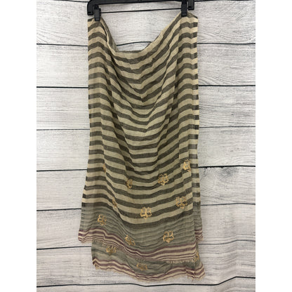 Striped Gold Floral Scarf
