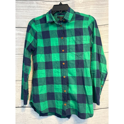 J. Crew Green & Navy Plaid Button-Down Shirt Size 0P