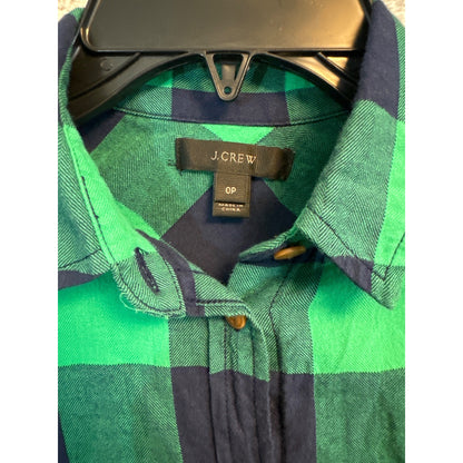 J. Crew Green & Navy Plaid Button-Down Shirt Size 0P