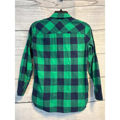 J. Crew Green & Navy Plaid Button-Down Shirt Size 0P