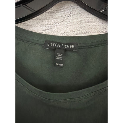 Eileen Fisher Dark Green Short Sleeve Silk Tshirt Size XXS