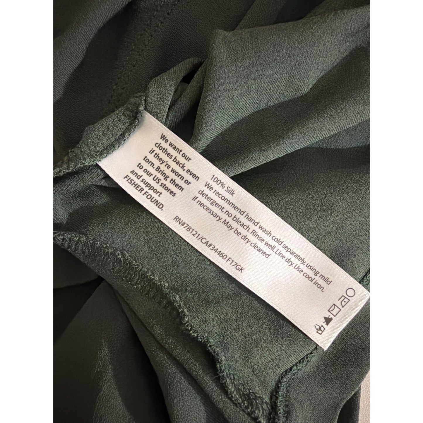 Eileen Fisher Dark Green Short Sleeve Silk Tshirt Size XXS