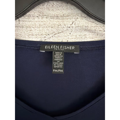 Eileen Fisher Navy Viscose Jersey V-Neck Shift Dress Size PM
