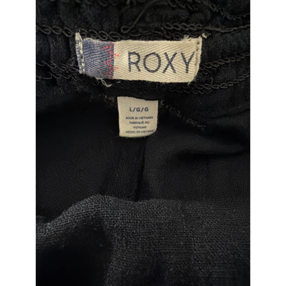 Roxy Linen Blend Elastic Waist Shorts With Rope Tie & Pockets Size L