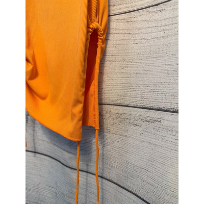 Princess Polly Ruched Bright Orange Ribbed Tank Top Adjustable Side Ties Size 6